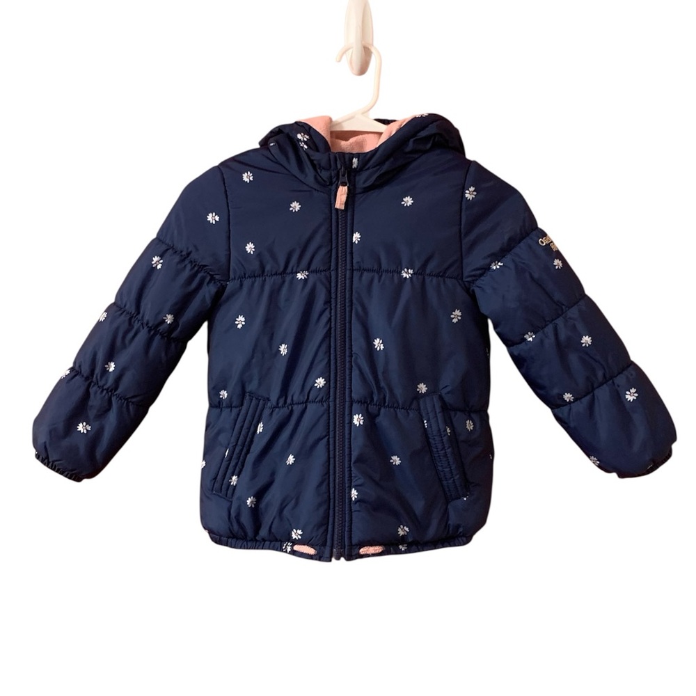 OshKosh B'gosh Dark Blue Jacket with Floral Accents Girl 5-6